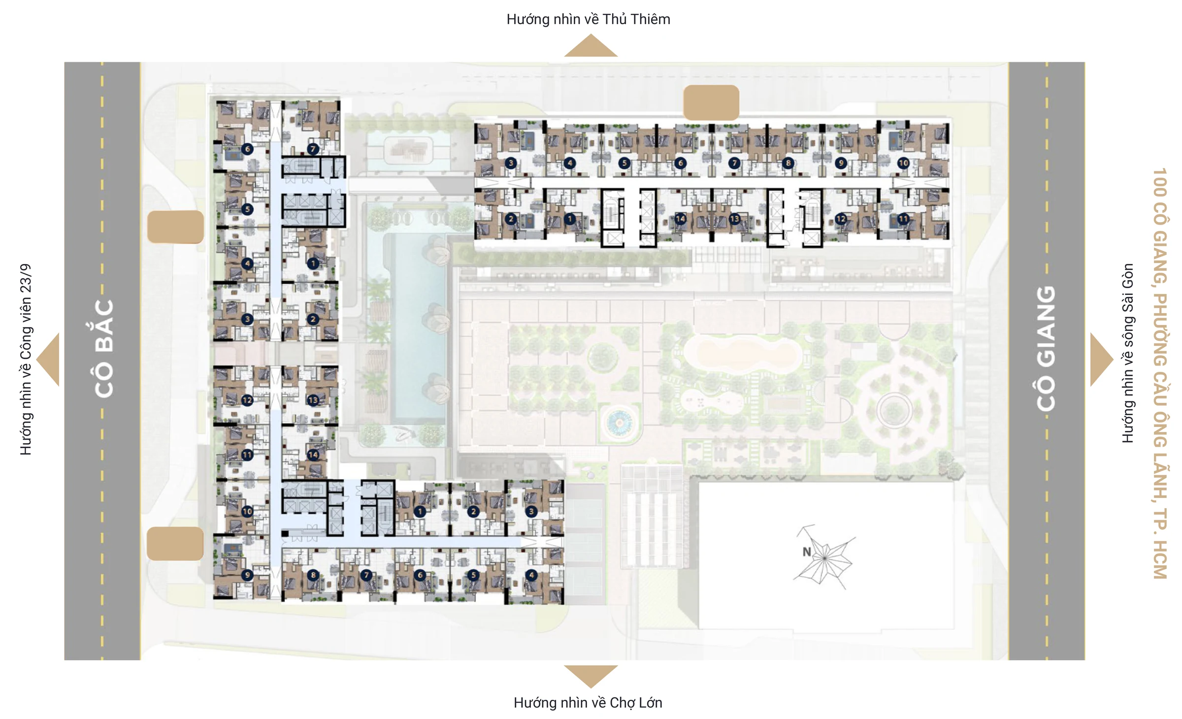 Mặt bằng tầng điển hình The Grand Manhattan khối A1 A2 A3